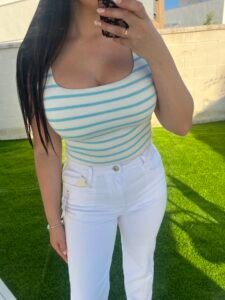 Top rayas turquesa