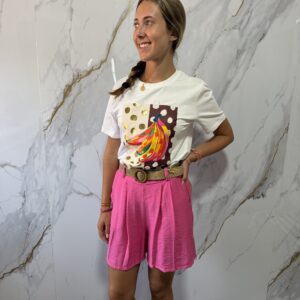 Pantalón lino rosa