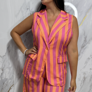 Conjunto rayas coral