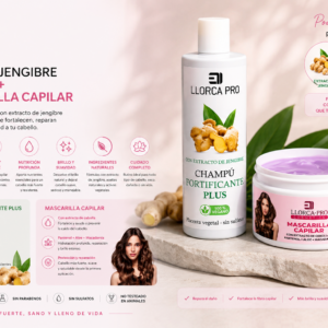 Promoción 1 champú jengibre +1 mascarilla capilar Llorca pro cosmetic